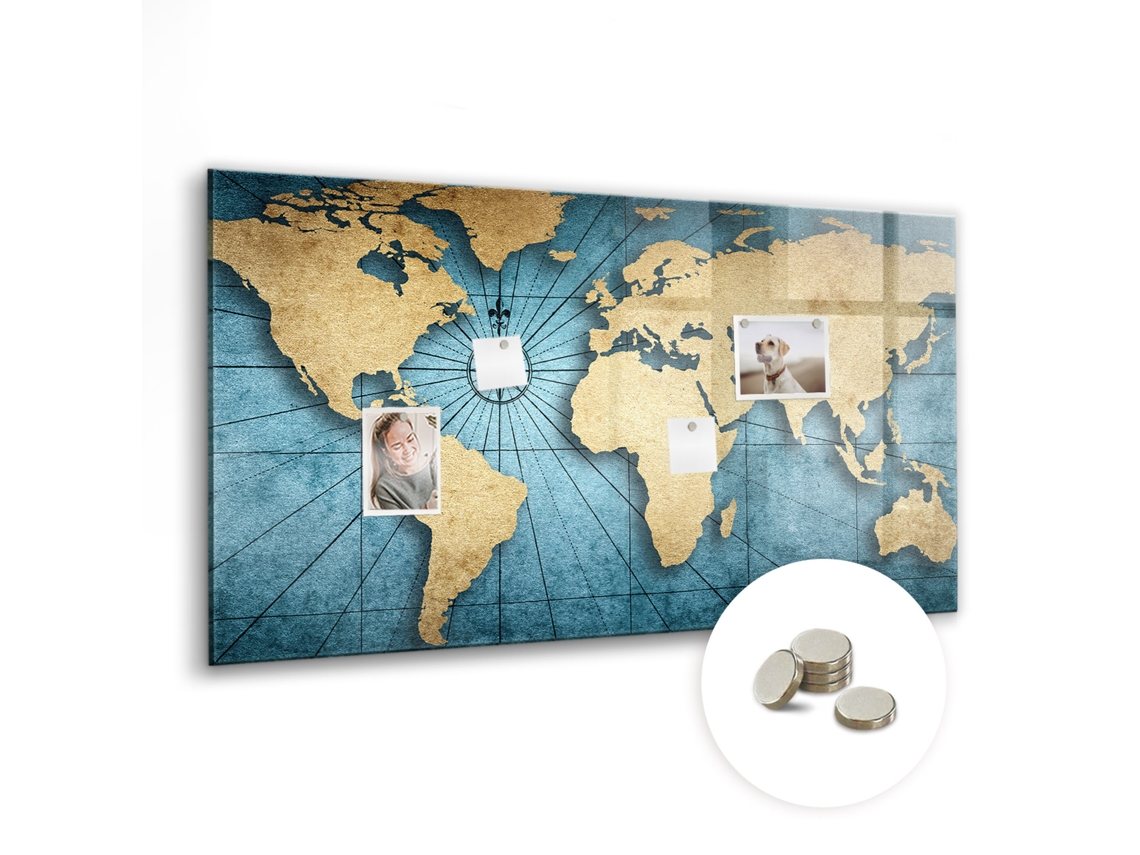 Lousa Magnética Mapa Mundi 3d Para O Escritório Espelharte (120x60 Cm)