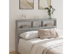 Vidaxl Armário De Cabeceira C/ Luzes Led 160x17x102 Cm Cinzento Sonoma