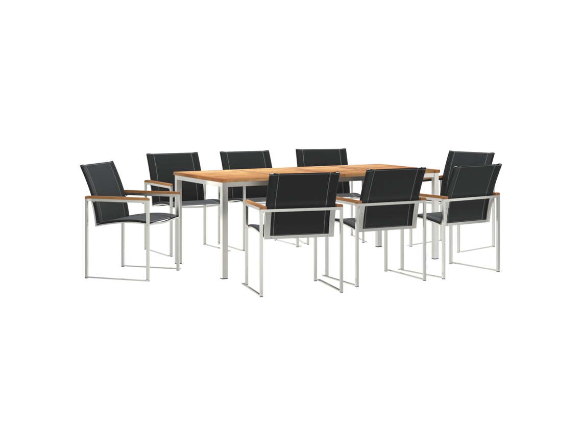 Conjunto 9 Conjunto De Jantar Para Exterior Vidaxl Castanho Madeira De Acácia Maciça (200 X 90 X 75 Cm)