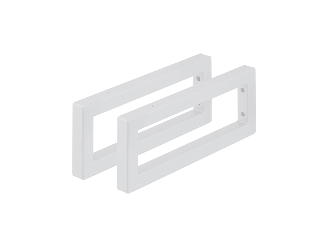Console De Parede Relaxdays, Conjunto De 2, 40 Cm, Aço, Suporte Para Lavatório E Prateleira, Console Retangular, Branco