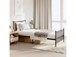 Estrutura de cama com cabeceira e pés 90x200 cm metal preto