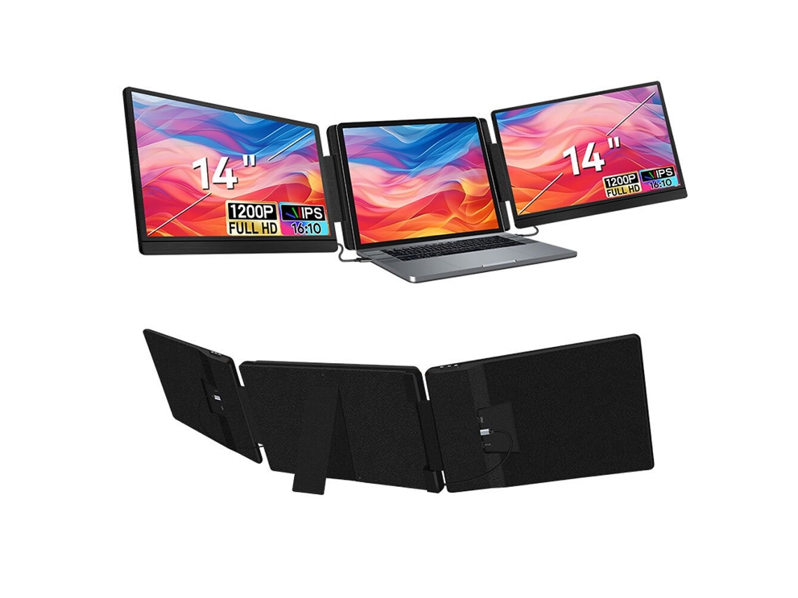 Monitor Portátil Fopo S7 De 14 Polegadas Com Ecrã Duplo | Rotação De 360° | Fhd 1920*1200 |