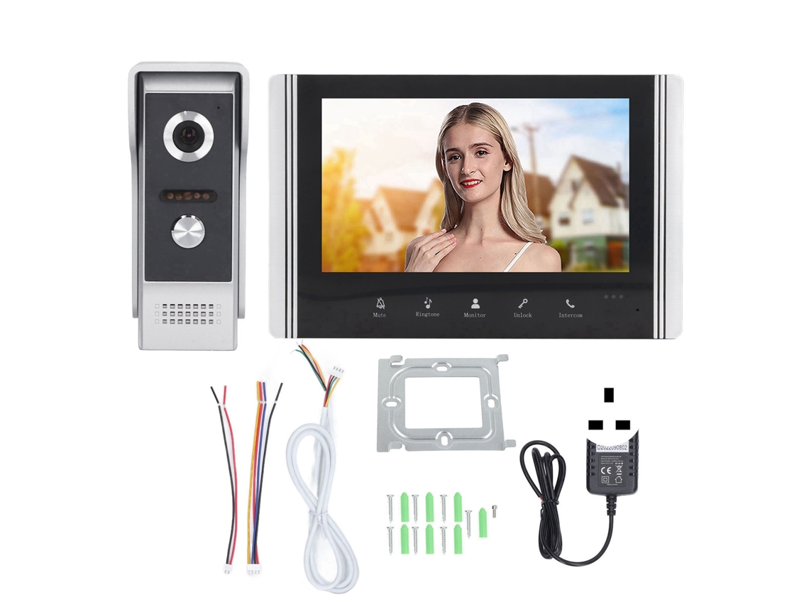 Campainha De Interfone De Vídeo Wifi De 7 Polegadas (qualidade De Imagem Hd 480p, Controle Inteligente Tuya)