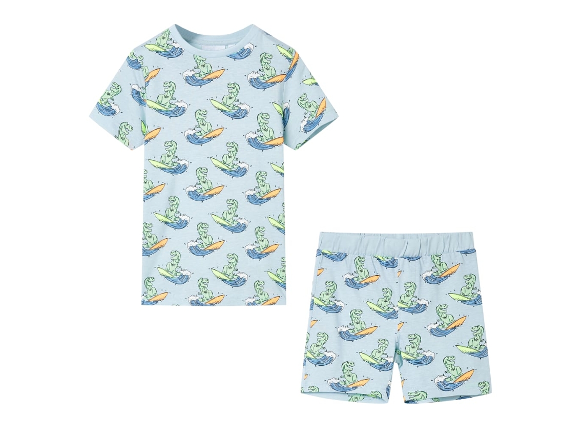 Pijama De Manga Curta Para Criança Azul-claro 128