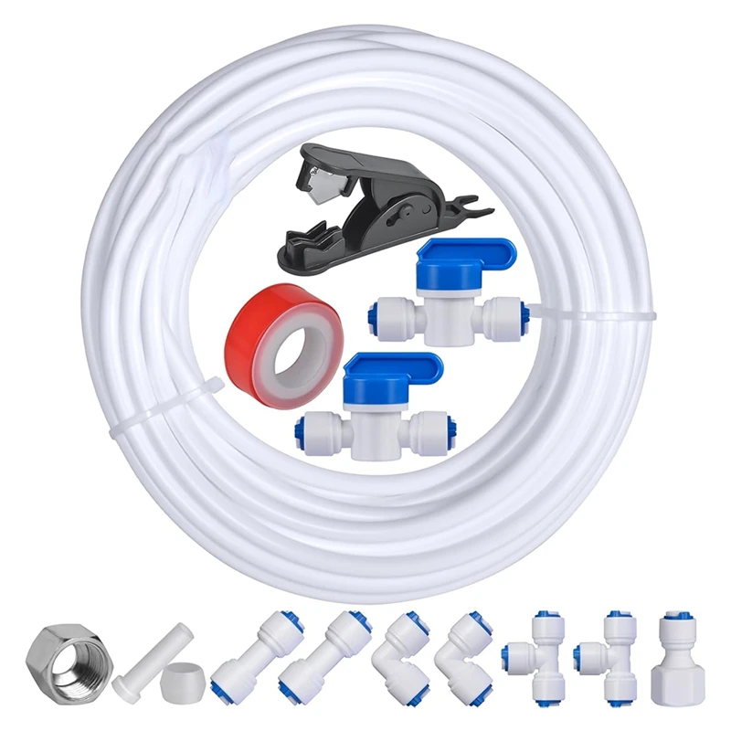 Kit De Tubulação De Água Para Refrigerador Padrão Europeu De 10 Metros (32,8 Pés), Diâmetro Externo De 6,35 Mm (1/4 De Polegada).
