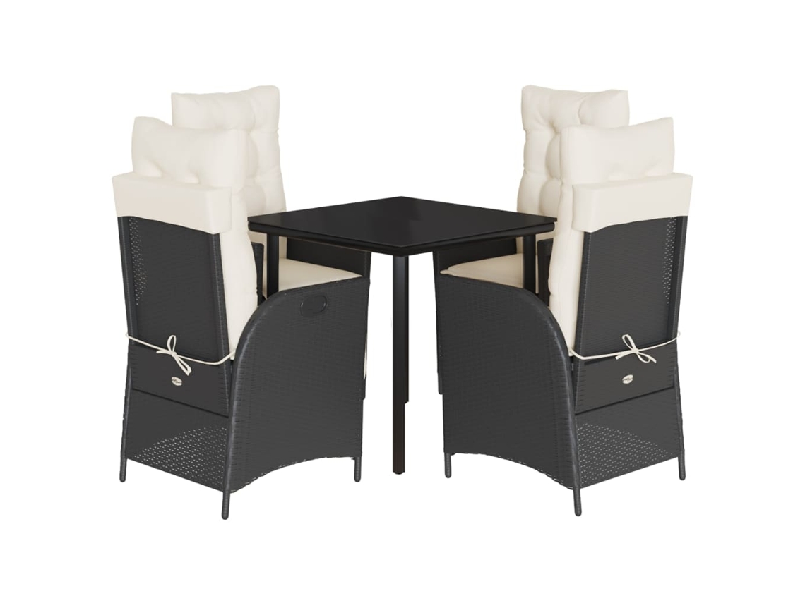 Conjunto de 5 Jantar para Jardim com Almofadões Vime Pe Preto MAISON EXCLUSIVE