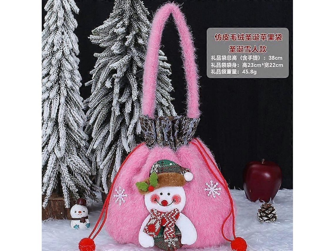 Sacolas De Maçã De Natal Com Boneco De Neve, 3 Unidades, Ecológicas E Reutilizáveis