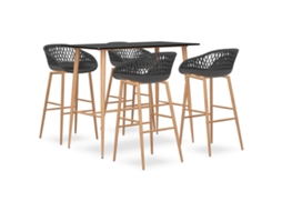 Vidaxl 5 Pcs Conjunto De Bar Preto E Cinzento