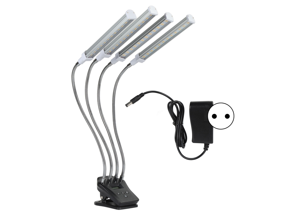 Luz de crescimento LED 96W 4 cabeças ajustável 360° com tela LCD para plantas interiores
