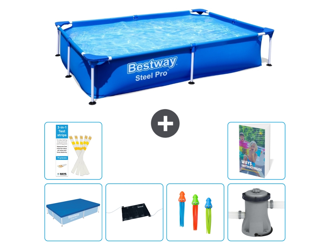 Bestway Piscina Bestway Steel Pro Retangular - 221x150x43 Cm - 7-peças S37