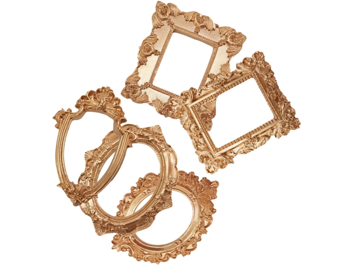 Conjunto 5 Porta Retratos Retrô Chiques Resina Ornamentada Ideais Exibir Joias Folhas Secas Perfeitos GOKOCO
