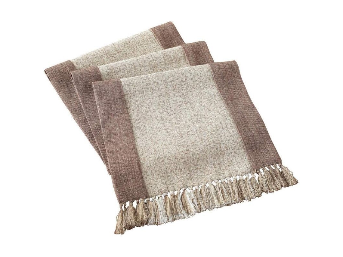 2026 mantel de Mesa Rústico Lavável 15x71 Polegadas Bege Estilo Campestre com Bordados para Sala de Estar