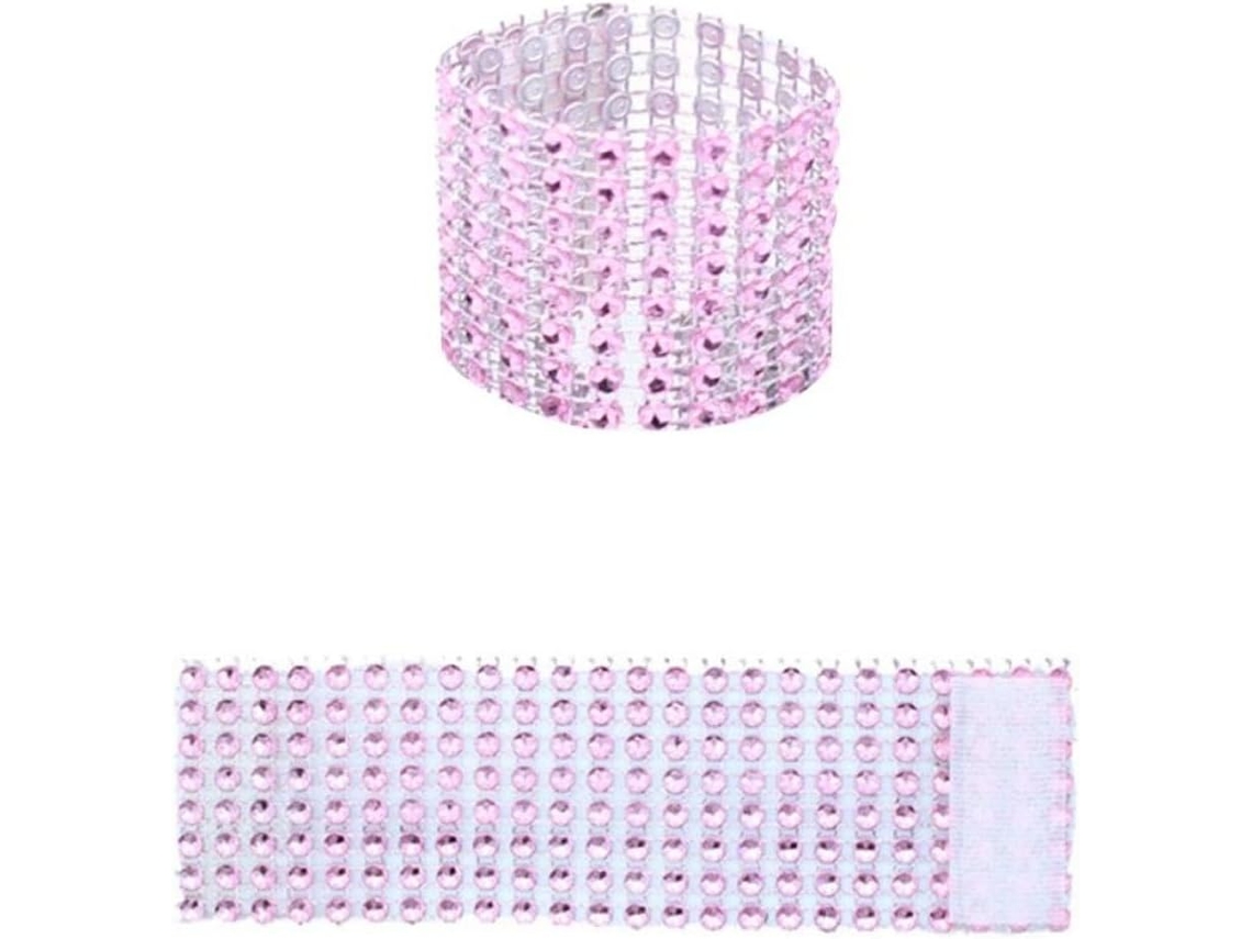 50 Unidades De Anéis De Guardanapo De Plástico Rosa
