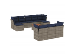 Conjunto de Sofá de Jardim, 11 Peças, Almofadas, Rattan Cinza MAISON EXCLUSIVE