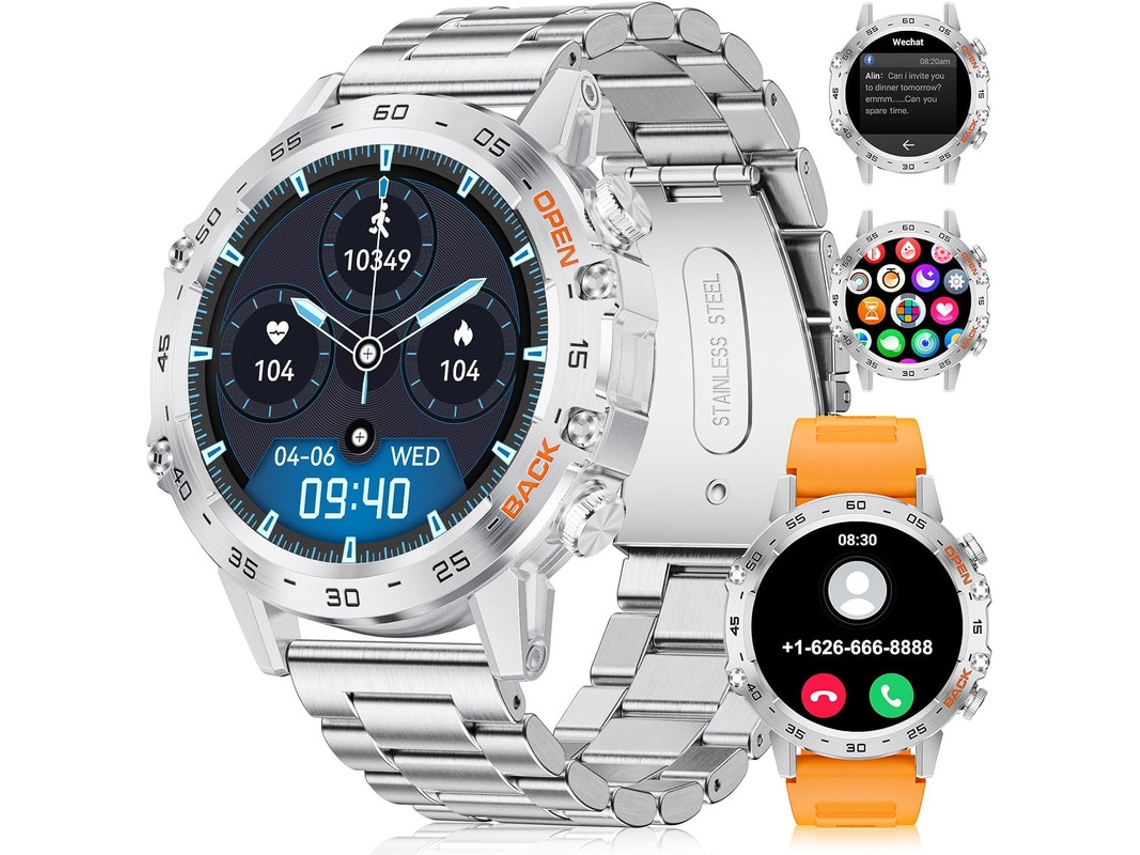 Smart Watch K52 com Talk/Call Monitor de Sono e Pedômetro Prata GODTVAGT
