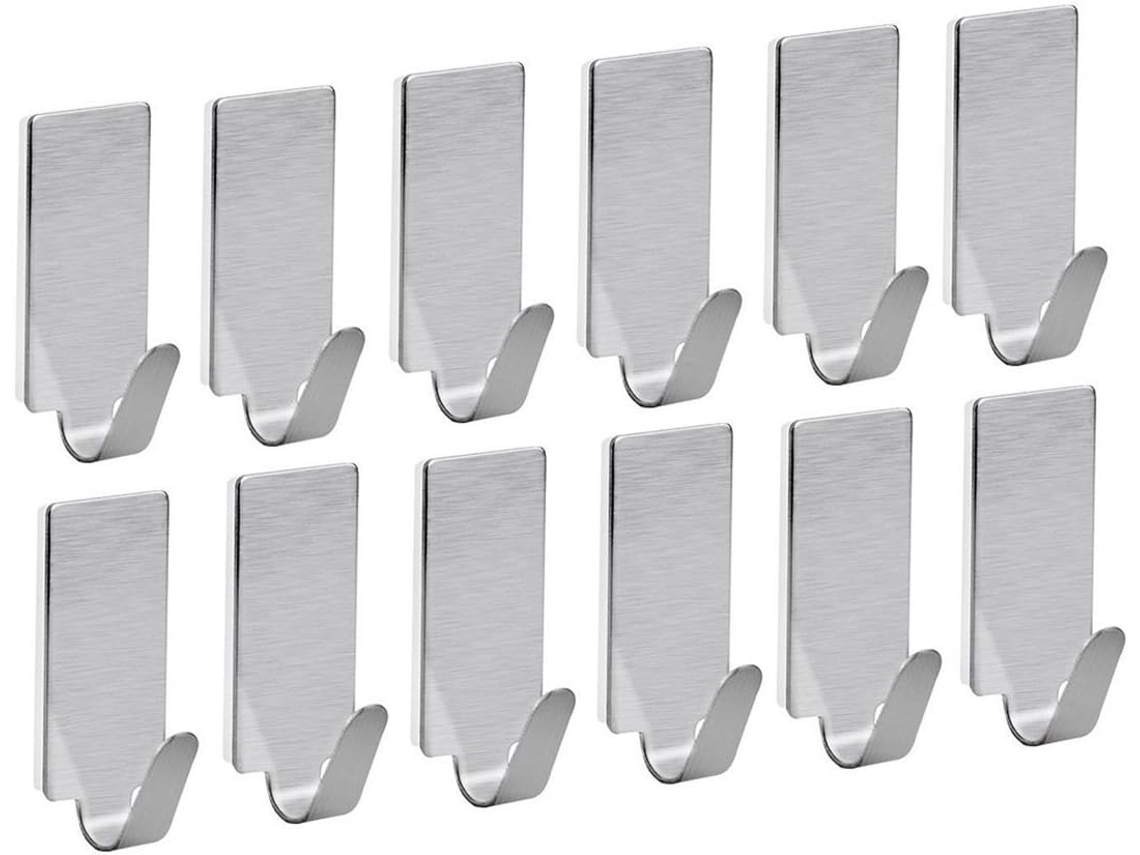 Conjunto De 24 Cabides Aço Inoxidável Com Adesivo Reforçado Para