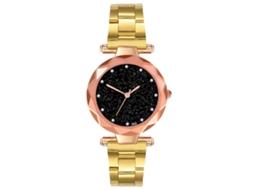 Relógio de Pulso Feminino Zhoulianfa com Pulseira de Aço e Mostrador Céu Estrelado Ouro