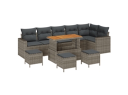 Conjunto 10 Móveis De Jardim Vidaxl Cinzento Vime Pe (110 X 55 X 71 Cm)