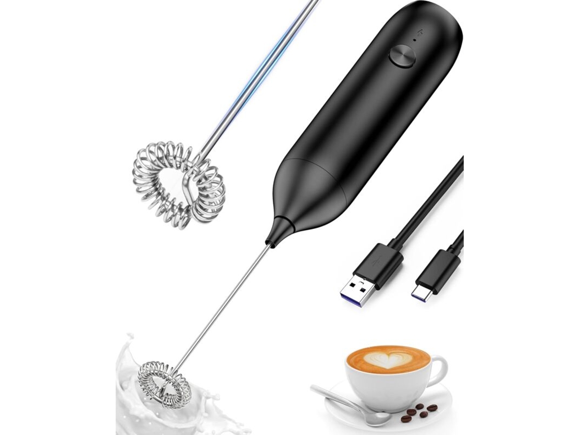 Espumador de leite elétrico, recarregável via USB, para café, latte, cappuccino e chocolate quente, vermelho AQUAFORGE