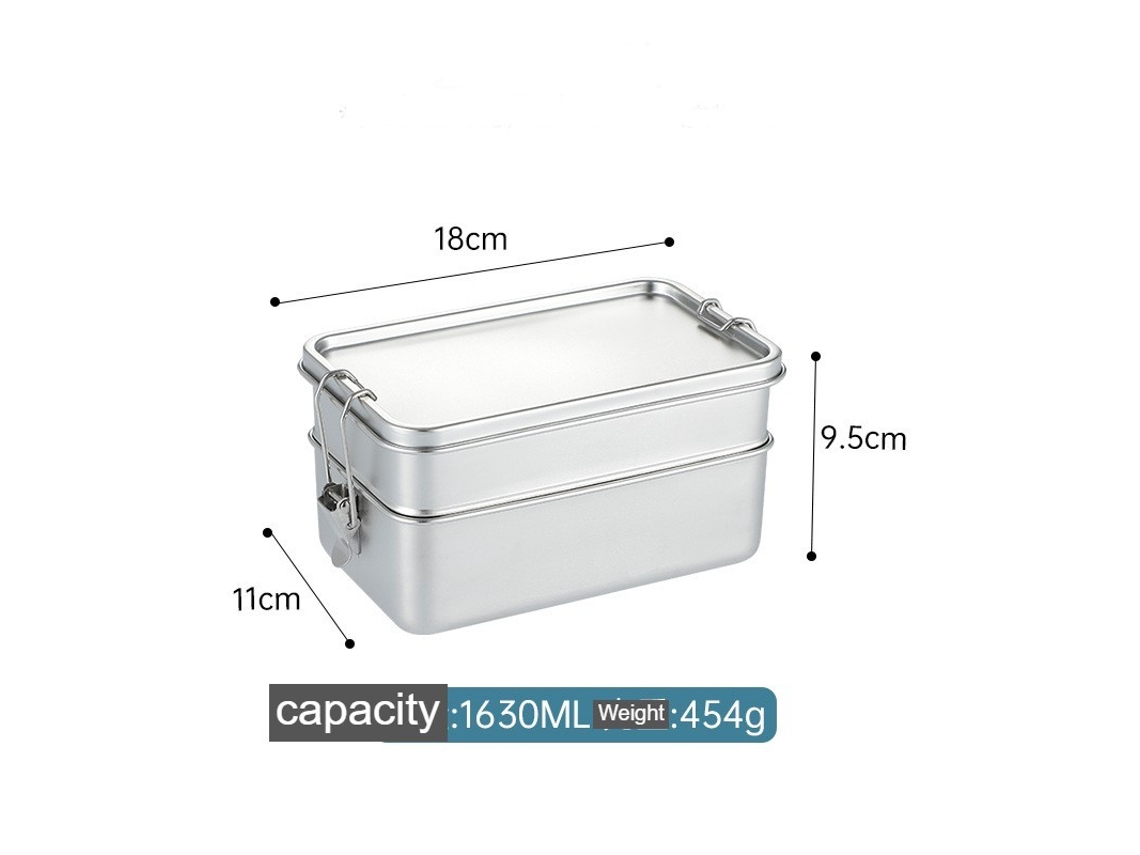 Lancheira Bento À Prova de Vazamentos para Adultos Quadrado de 1630Ml Camada Dupla-1630Ml LUUCOZK