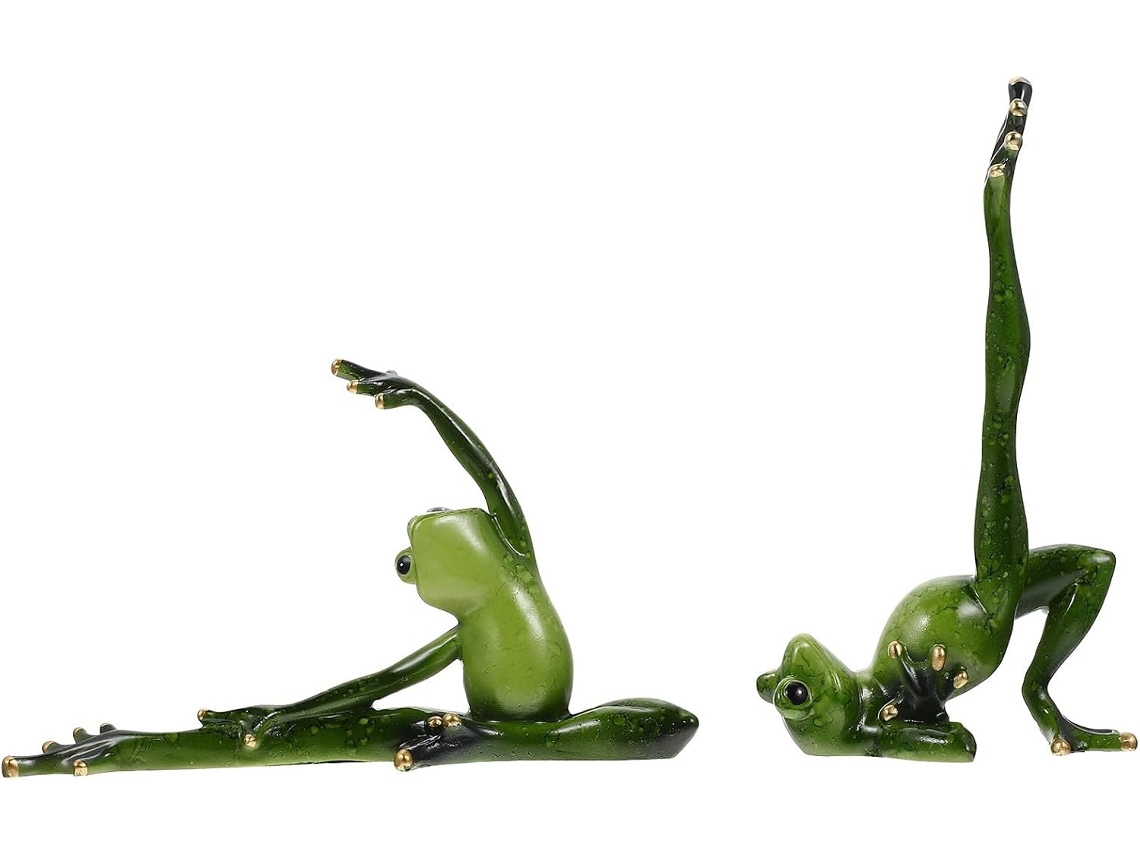 Secfou Kit de 2 Miniaturas de Sapos de Yoga em Resina, Decoração para Casa e Mesa, Ornamentos Detalhados em Miniatura CHABERLU