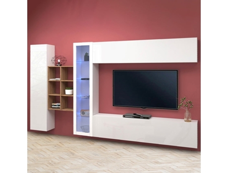 Armário Móvel de Tv Branco Suspenso Moderno Sala de Estar Loane Wh WEB FURNITURE