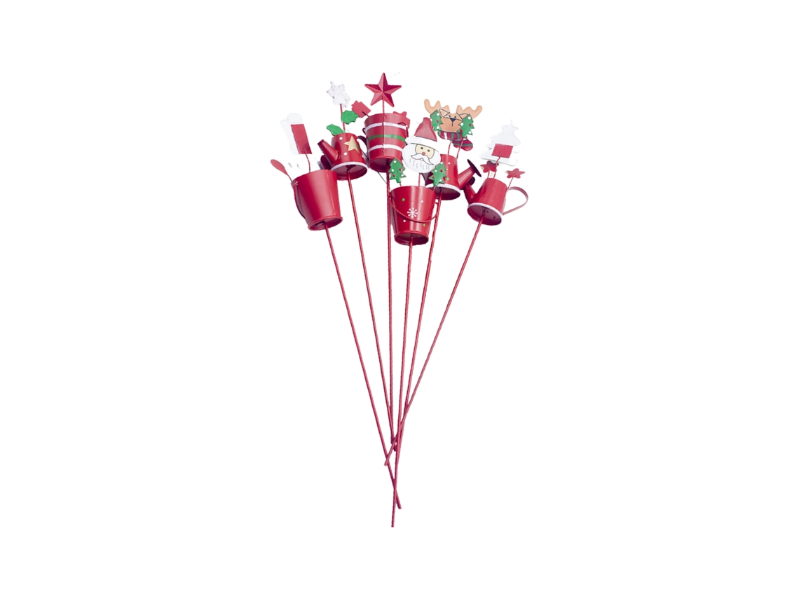 Conjunto de 6 Decorativas Caçadeiras Natal com Pai Natal de Ferro LAXISCREED