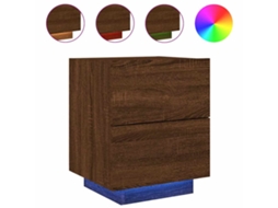 Mesa Principal MAISON EXCLUSIVE com Luzes Led em Madeira Carvalho Castanho