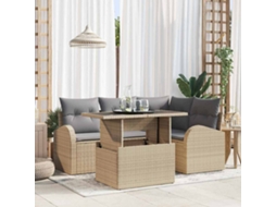 Vidaxl Conjunto De Sofá De Jardim 5 Unid. 4-número De Lugares Bege