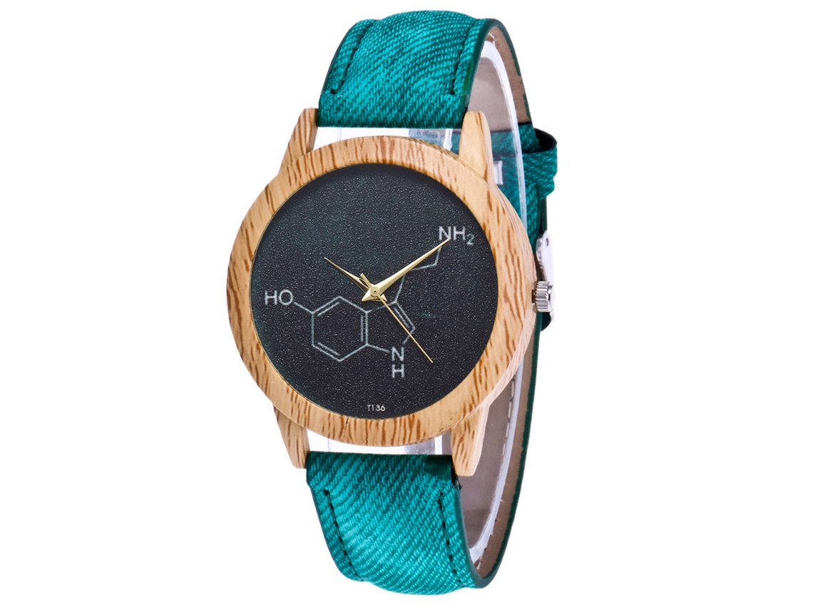 Reloj De Pulsera Casual De Cuarzo Con Correa De Denim Verde Zhoulianfa