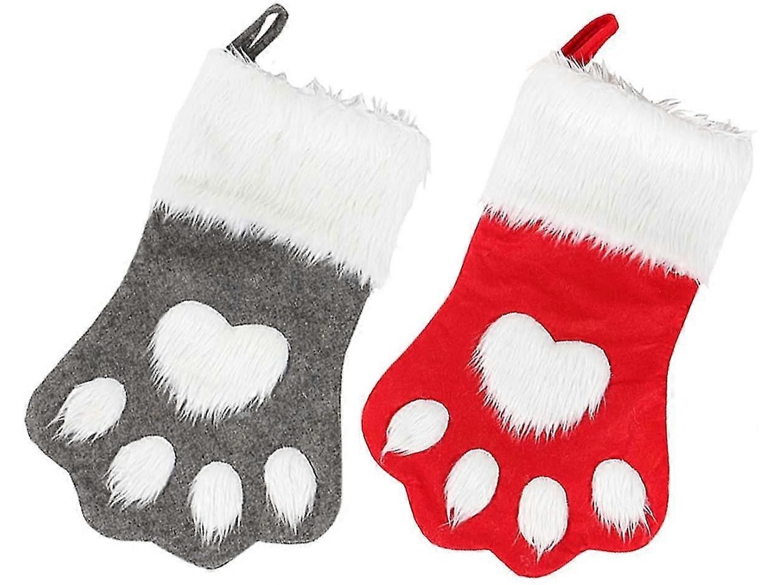 Meias De Natal 2 Meias Grandes Penduradas Em Formato De Pata De Animal Para Decoração De Natal Olysi Shop