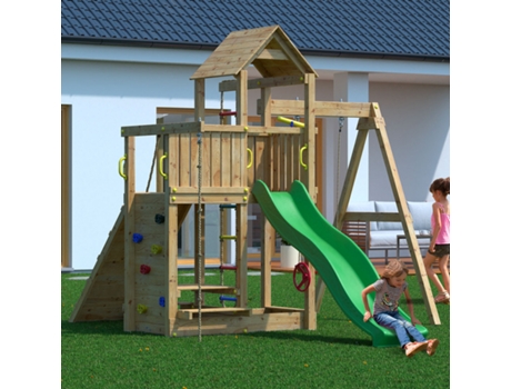 Parque infantil de jardim de madeira crianças escorregador baloiço escalada Activer