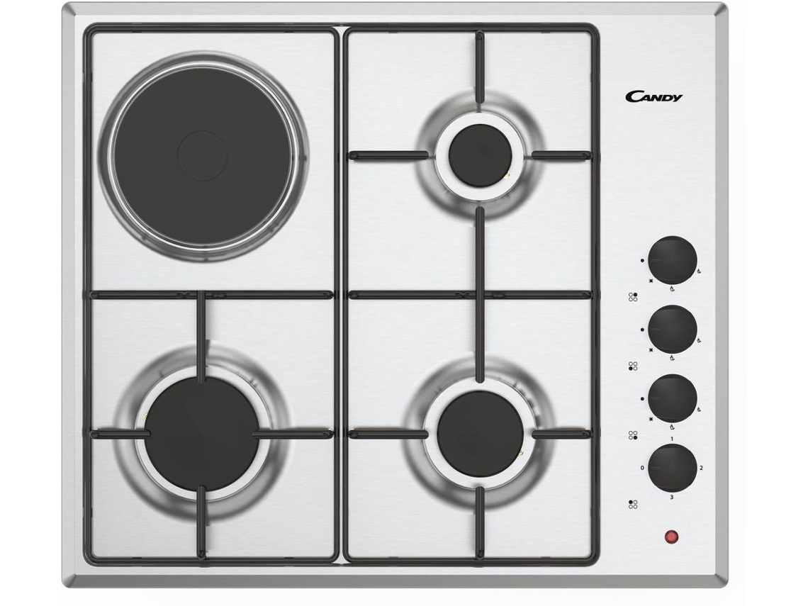 Placa Gás e Elétrica CANDY CMGH31X/1 (Gás Natural e Discos - 58 cm - Inox)