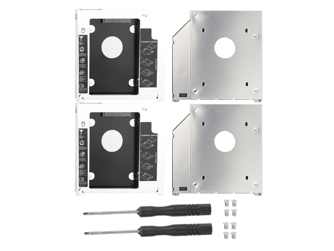 2 Peças Case Adaptador De Drive Óptico Bay Dvd Para Ssd Hdd 2º Com Chave De Proteção 3 Vias 9.5mm