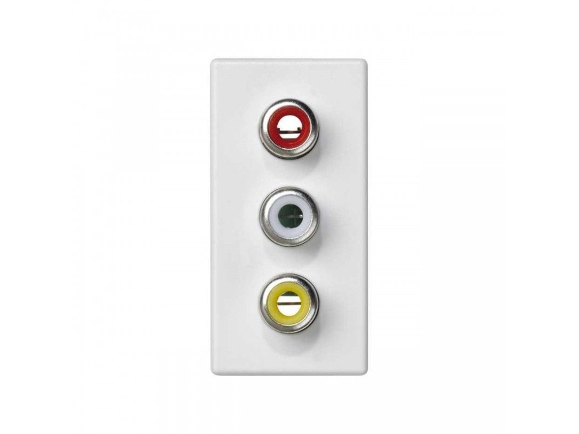 Placa De Meio Mecanismo K45 Com 3 Conectores Rca De Áudio Branco Neve Simon K105b/9