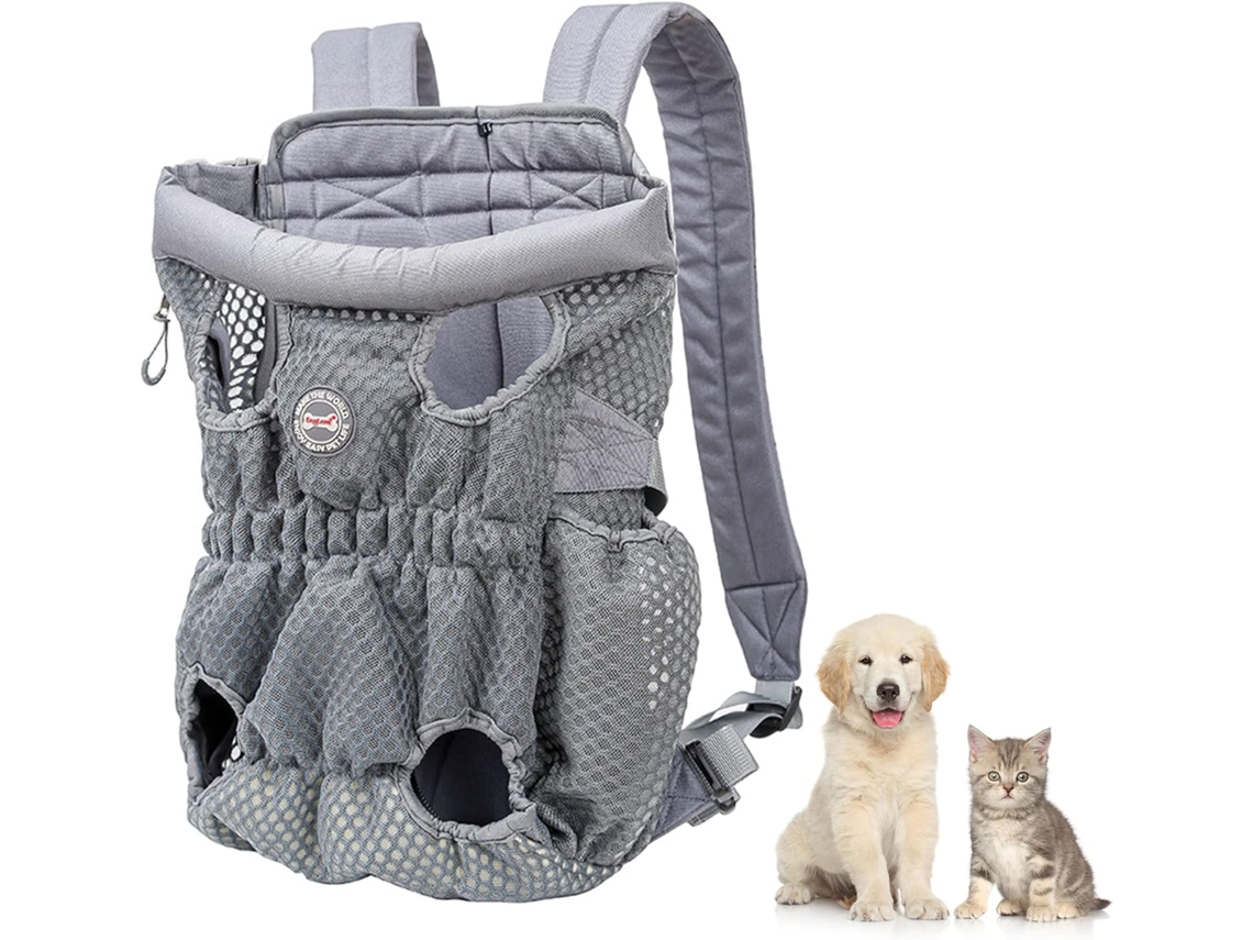 Mochila de Transporte para Animais de Estimação, Ajustável, Até 10 Kg, Cinza AQUAFORGE