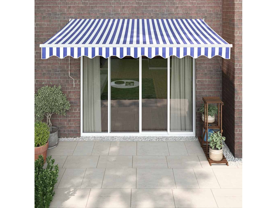 Vidaxl Toldo Retrátil Automático 3,5x2,5 M Azul E Branco