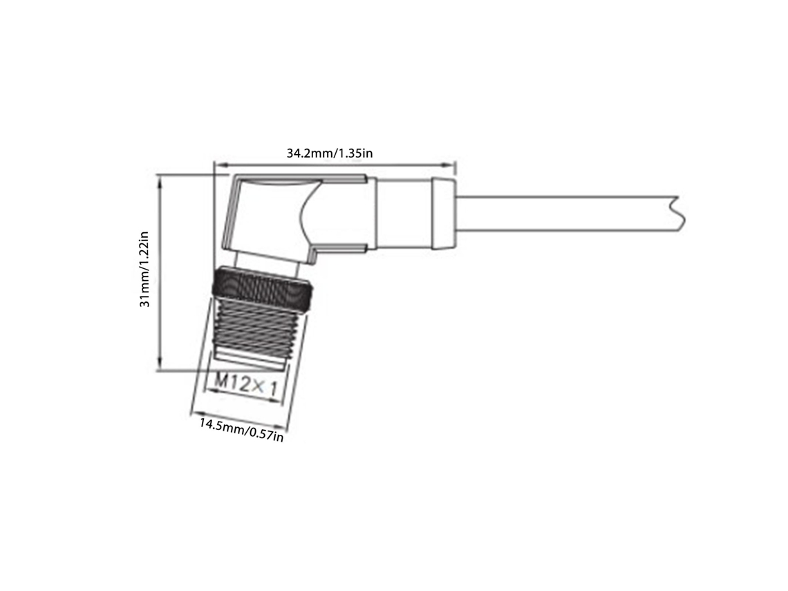 Laxiscreed Cabo Conector M12 De 4 Pinos, Resistente À Água E Protegido