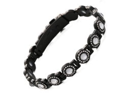 Pulseira De Cobre, Bracelete De Terapia Magnética Cravejada De Diamantes, Pulseira Para Casal (diamante Preto E Branco) Spqment