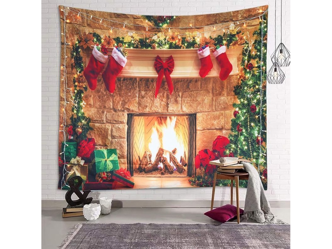 Tapete De Parede De Natal Para Chimenea Árvore Meias Presentes Decoração De Festa 150x100cm