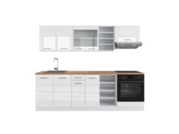 Cozinha R-Line, 240 cm, PT Carvalho, branco brilhante/branco, Vicco