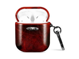 Capa protetora para fones de ouvido com textura de couro encerado e tecido Encaixe para AirPods 1/2. GIECY