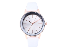 Relógio de Pulso Feminino de Quartzo com Mostrador Redondo Casual Elegante Branco