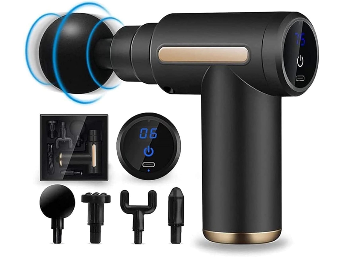 Mini pistola de massagem muscular, massageador de tecidos profundos, tela sensível ao toque LCD, tipo C, vibrador de percussão