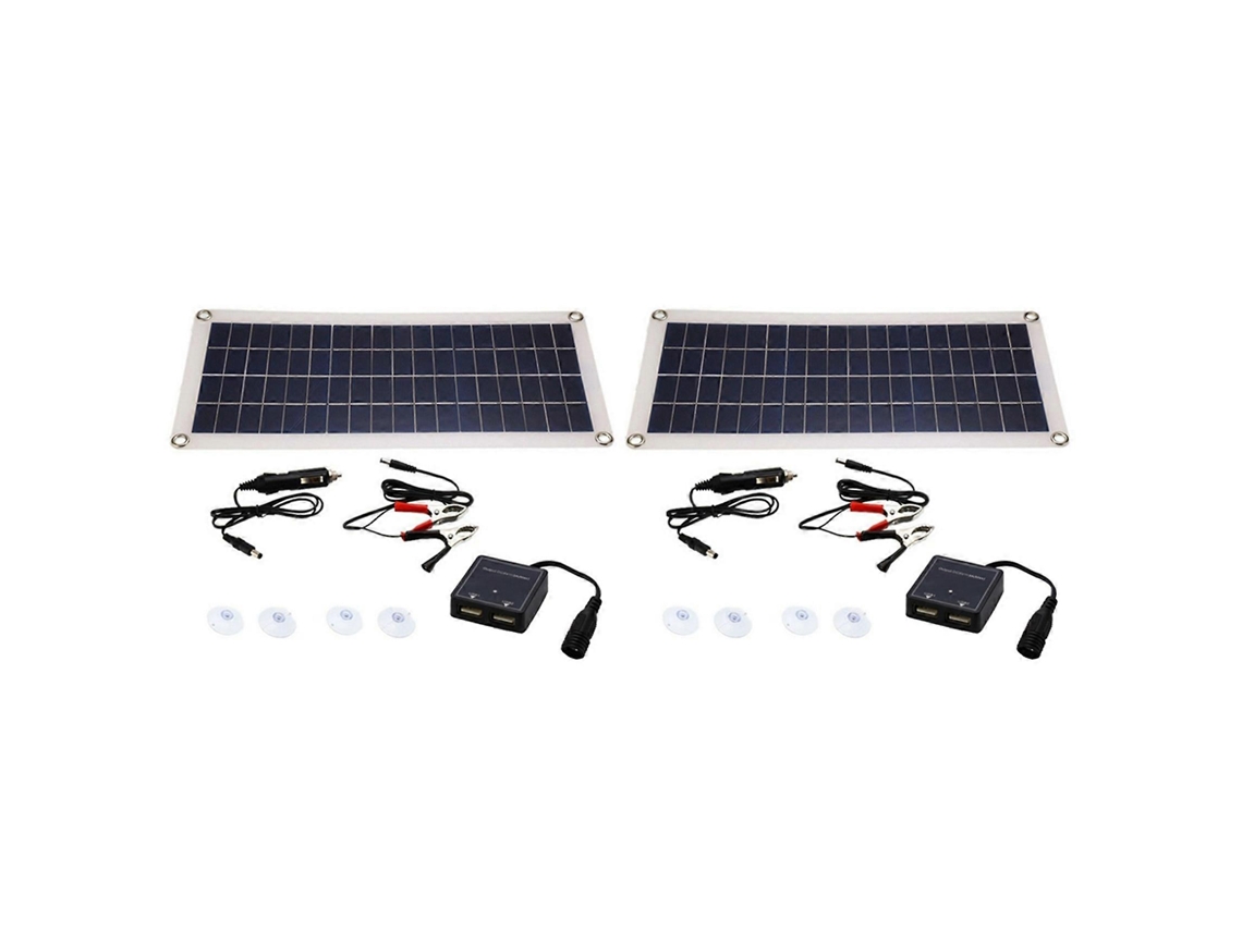Painel solar flexível duplo USB/DC de 8W e 12V para carregamento eficiente de baterias de carro e camping BRILVIBERA