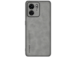 Capa De Celular De Luxo Em Pele De Cordeirocinza Galáxia, Moto Edge 50 Pro