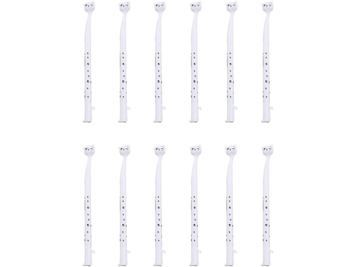 Conjunto De 12 Canetas Em Gel Com Desenho Gato, Ponta 0,5 Mm,