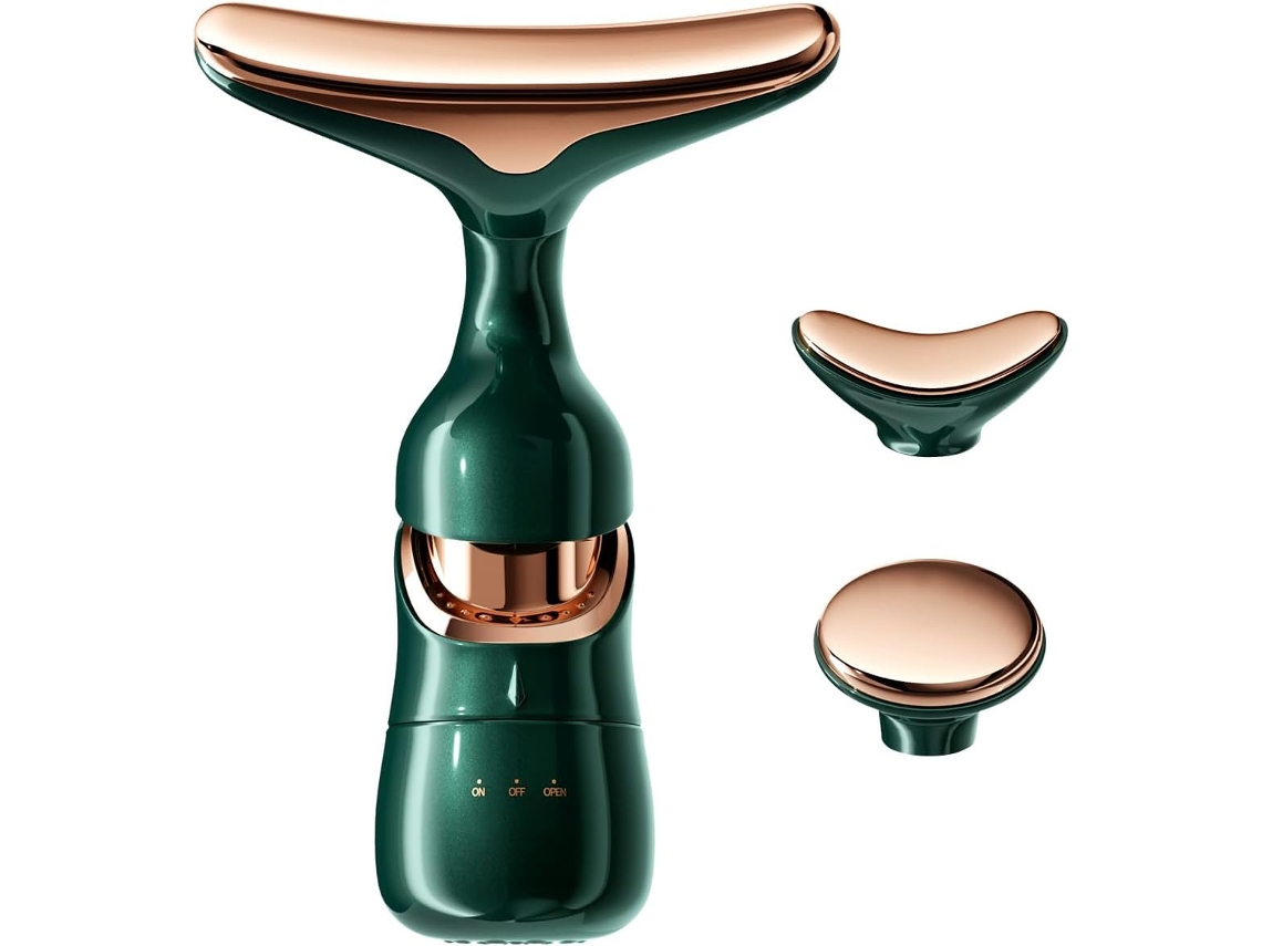 Dispositivo multifuncional antirrugas para firmamento da pele, massageador vibratório para rosto, pescoço e olhos, verde