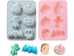 2 Pçs Molde de Silicone para Cozimento Halloween Morcego Abóbora Crânio Bolo em Forma Fantasma Cupcakes Chocolate Doces B UISAVE