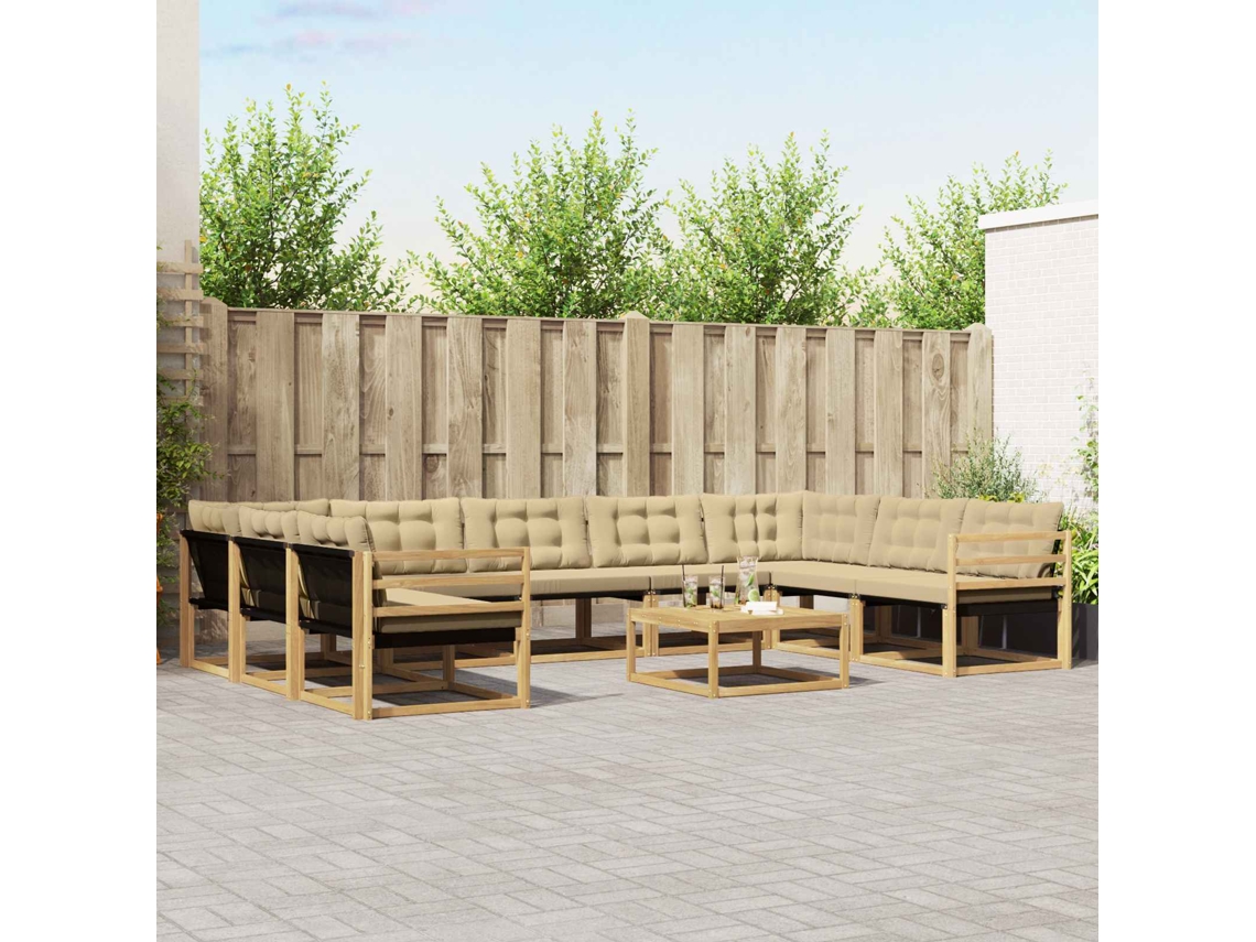 Vidaxl Conjunto De Sofás Para Exterior 10 Pcs Branco E Bege